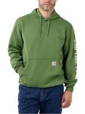 Carhartt Heather Green Hooded Pullover with Sleeve Logo